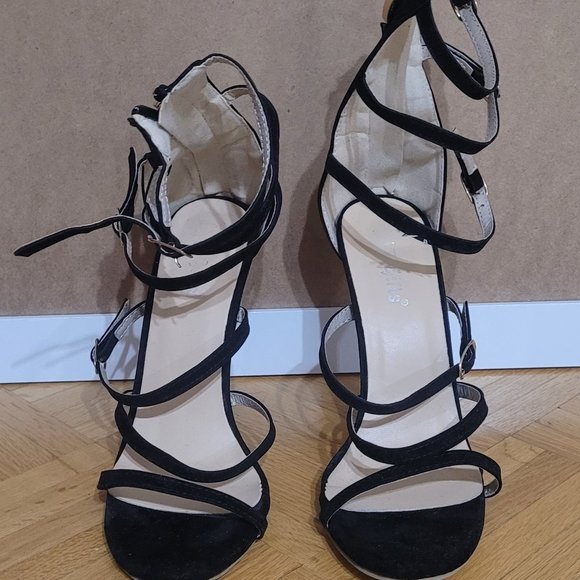 Black Multi-Strap Tied Ankle-Strap Classic High-Heeled Sandals - US 7 - Picture 2 of 6